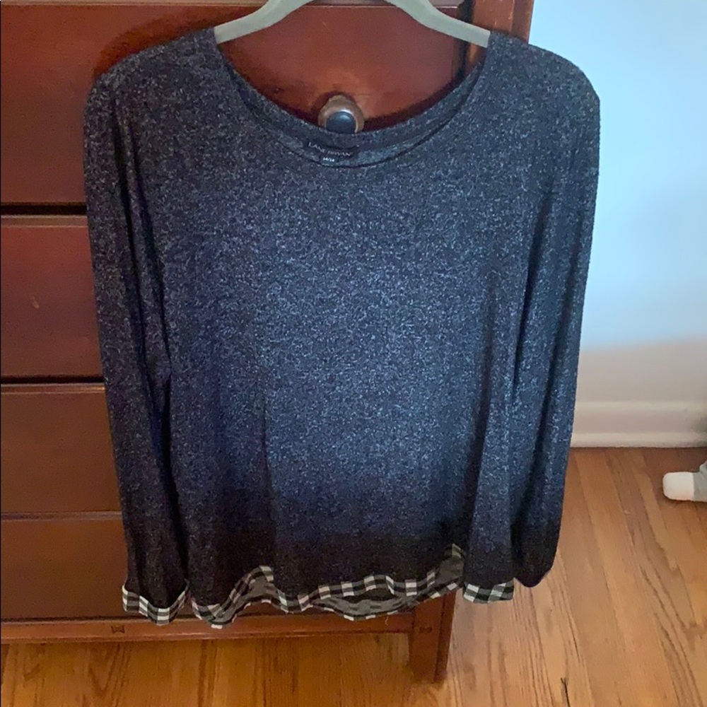 Black long sleeve shirt with flannel trim